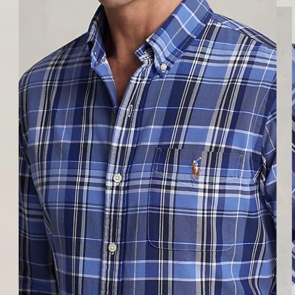 Polo by Ralph Lauren Men's Navy and White Checkered Shirt- NWT- medium